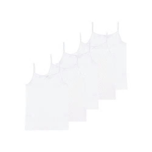 5 Pieces - Pure Cotton White Girls Comisole - Sleeveless Pattern