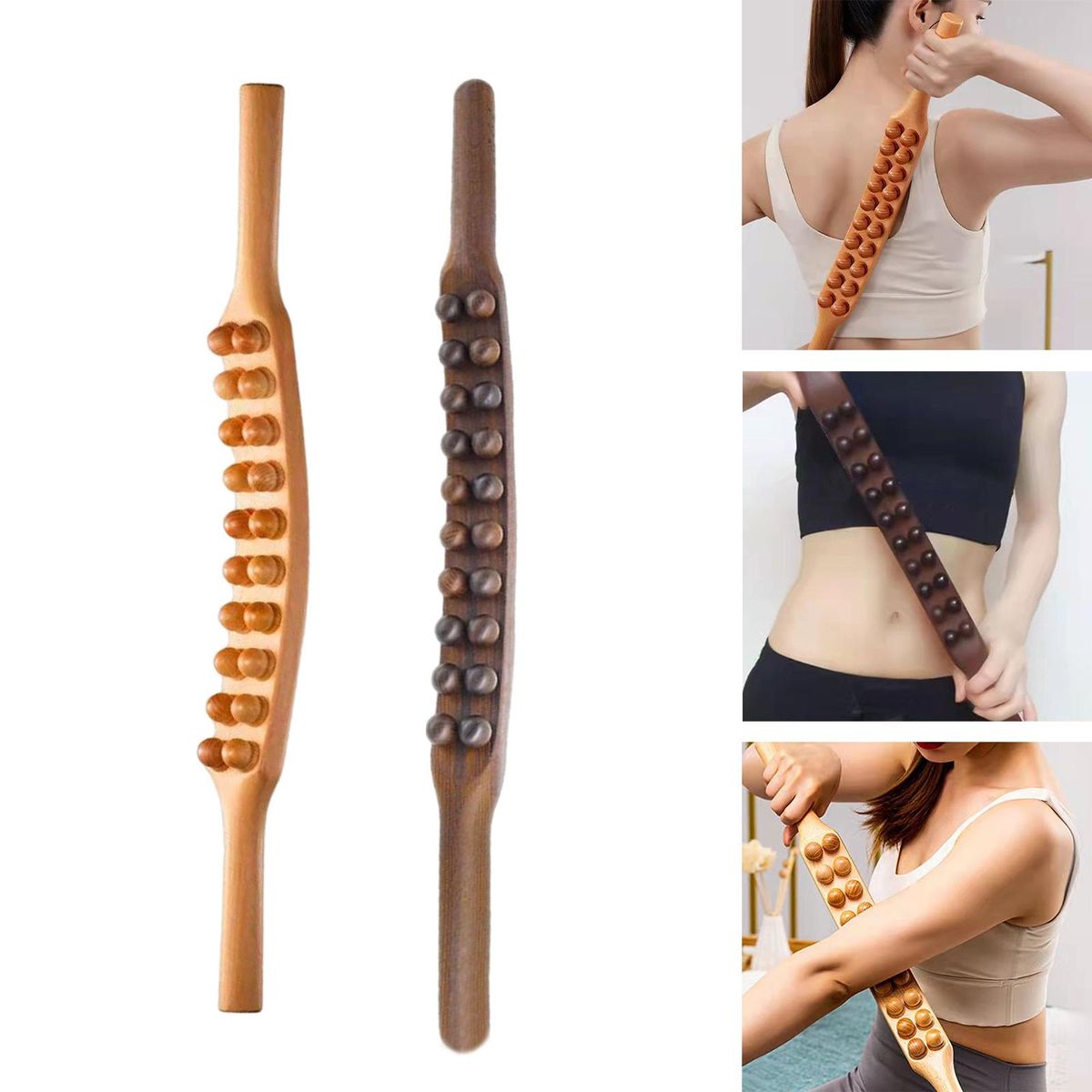 Wooden Gua Scraping Massage Tool Relieve Sore Muscle-20Beads