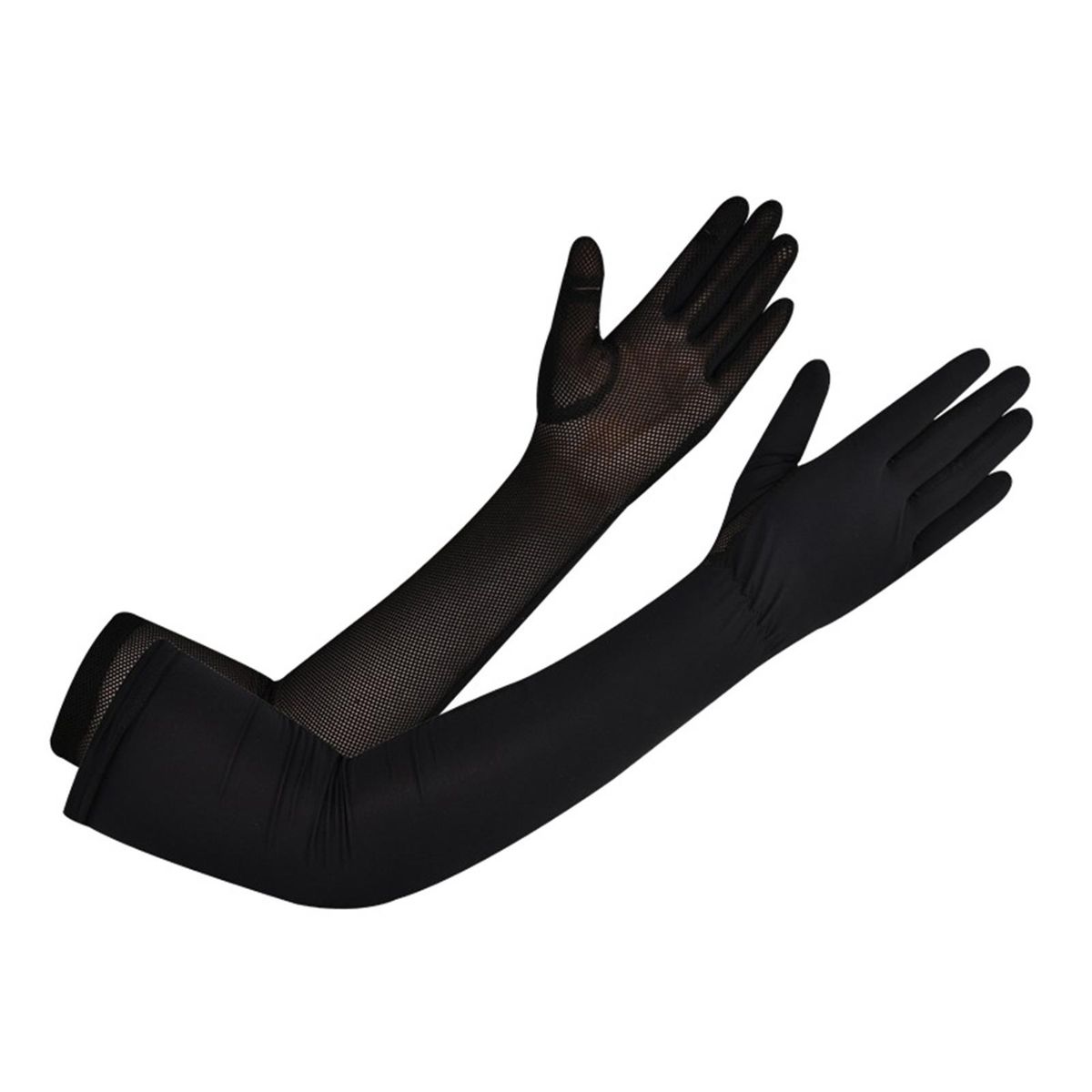 1 Pair Long Arm Sleeves Summer Ice Silk Long Arm Sleeves Black