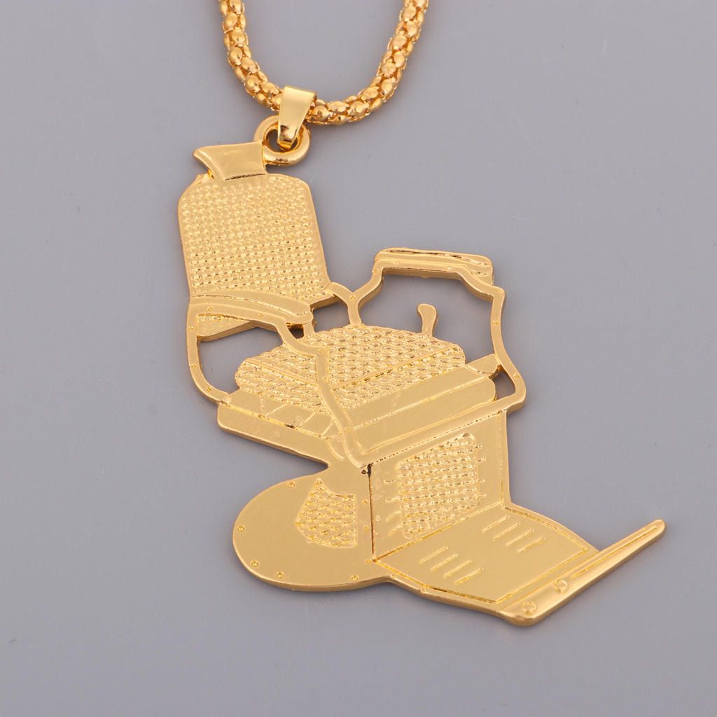 Golden Barber Chair Pendant Necklace Sweater Bag Car Chain For