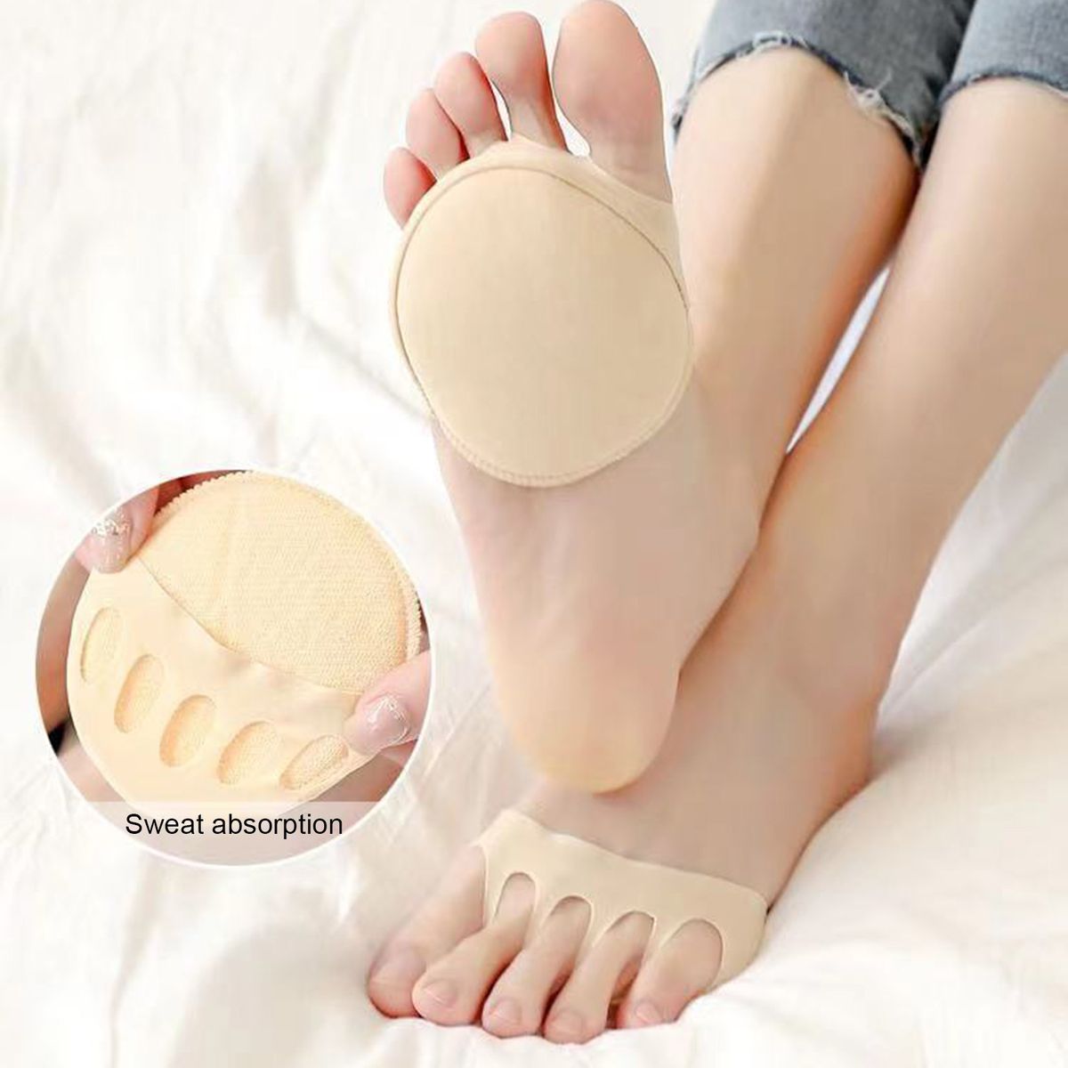 2 PcsSet Invisible Half Insoles Thin Thin Socks Pads Skin Color