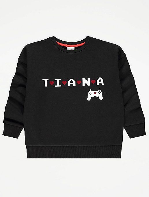 Hearts By Tiana Gaming Girls Sweatshirts Kids Black Shirt