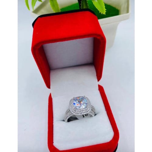 Silver Engagement Ring Set