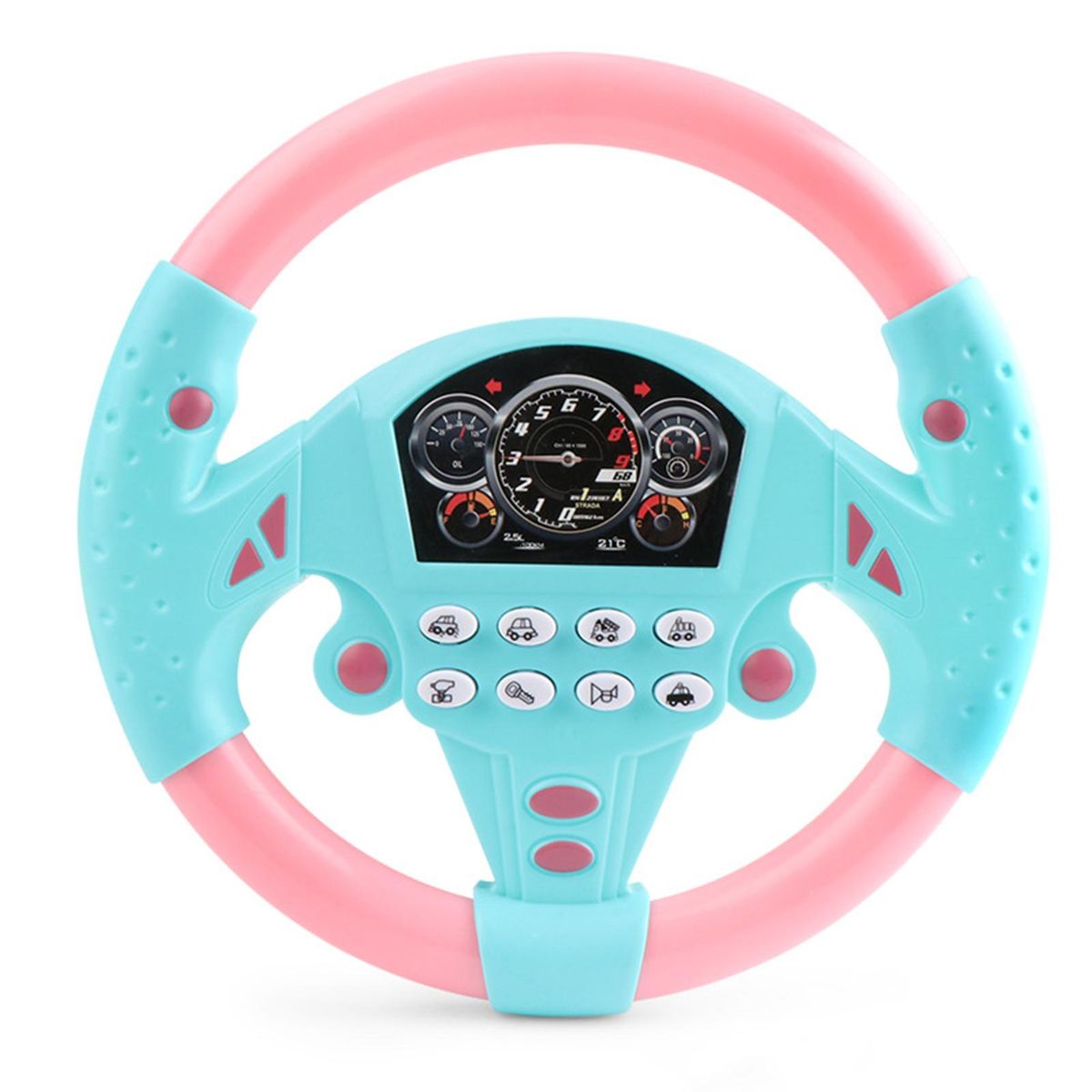 Early Education Machine Body Movements Development Steering Wheel Toy Pink