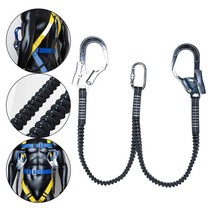 Safety Harness Belt Fall Protection 25KN Elastic Lanyard Double Belt