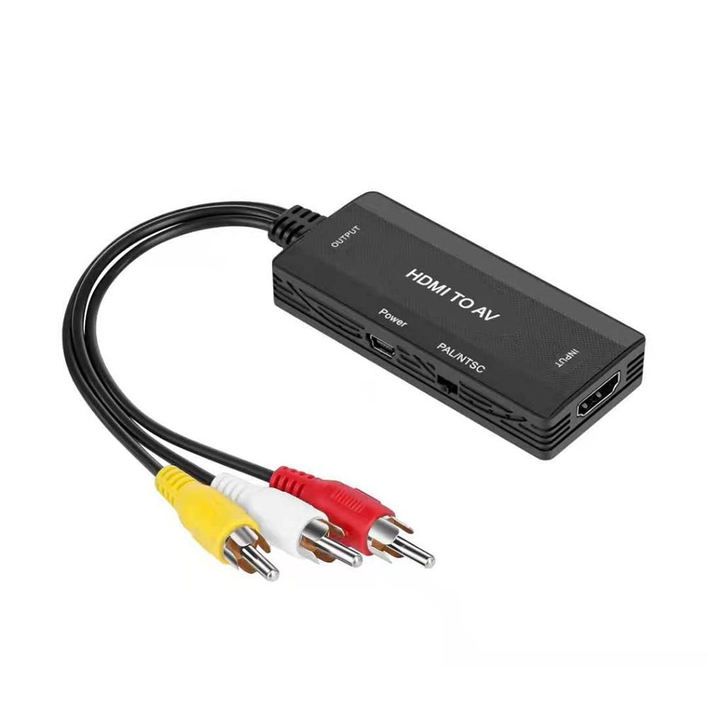 HD to RCA Adapter 1080P HD to L/R CVBS Converter HD to AV Video Audio Adapter Support NTSC PAL Sync Output Audio&Video, Black