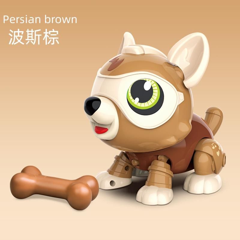 Subo DIY013 voice-activated touch-sensitive intelligent electronic robot dog disassembles and assembles science and education educational puzzle STEM toys for children Finished product (brown)