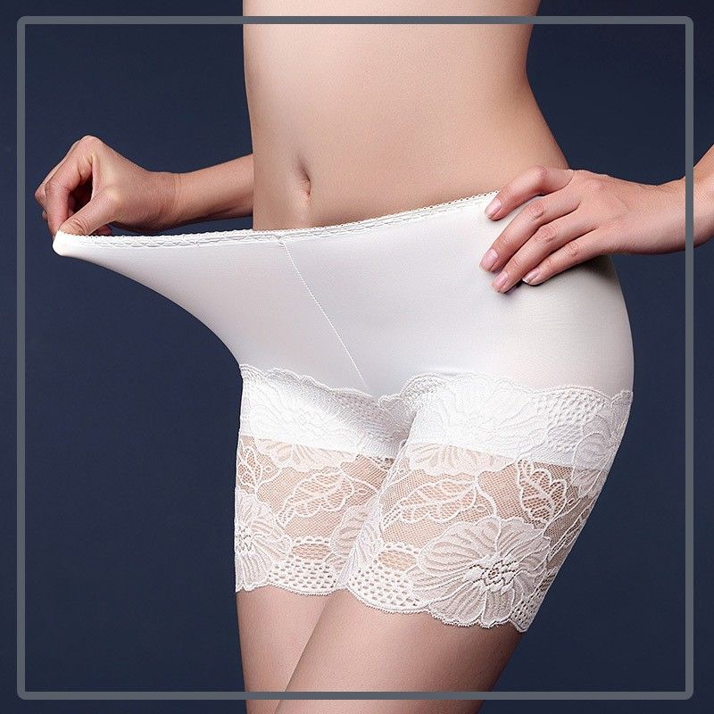 (white) Lace Safety Short Pants Anti Chafing Thigh Bands Two In One High Waist Elastic Under Skirt Shorts Ice Fabrice Seamless DOU