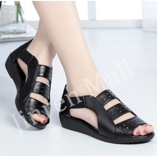 Ladies Fashion Hollow Breathable Sandals-Black