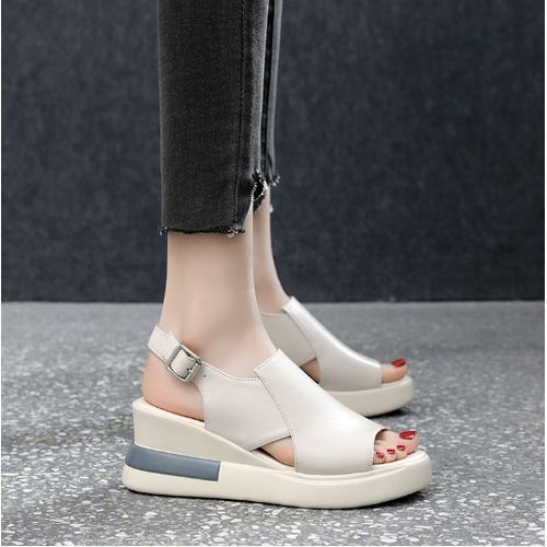Retro Women Platform Sandals Causal Sandal(beige)