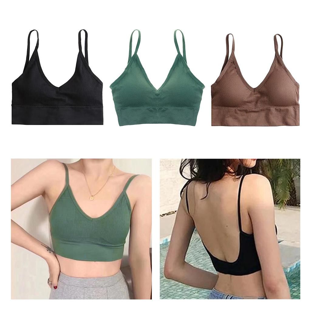 3 Pack Womens V Neck Padded Bralette Comfort Bra Camisole