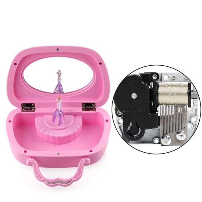 Music Boxes For Girls Jewelry Storage Box With Spinning Ballerina Pink