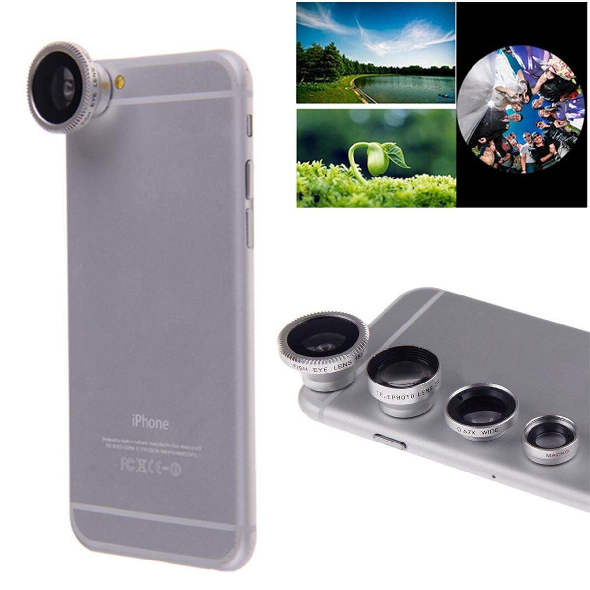 Universal Phone Tablet 4in1 Fish Eye+Wide Angle+Macro+Telephoto Lens Camera Kit
