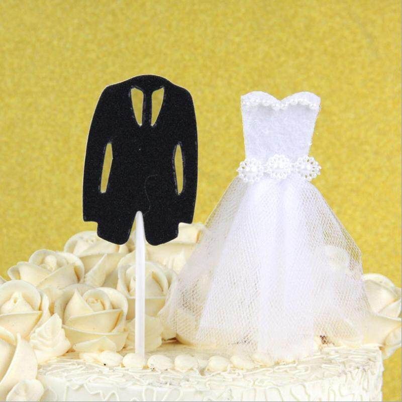 2PCS For One Set Bride And Groom Cake Topper Custom Wedding Cake Inserted Decoration Birthday Wedding Dessert Table Decoration