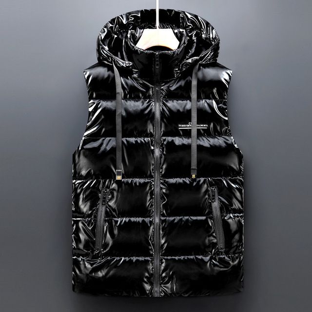 Hooded Vest Jacket Men Winter Puffer Waistcoat Male Warm Casual Zipper Jacket