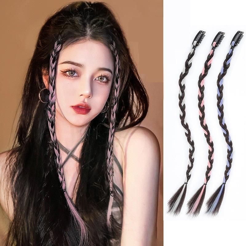 Wig braids y2k female high ponytail sweet and cool hot girl highlights natural t