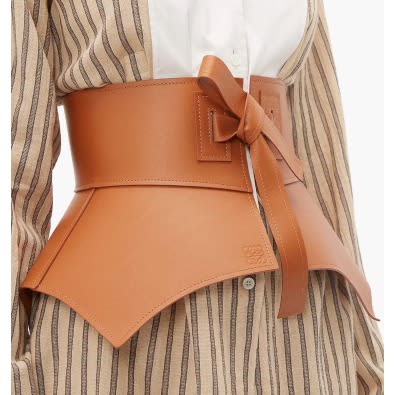 Wide Leather Underburst Corset Belt - Brown