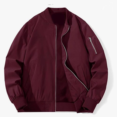 Wine Color Bomber Jacket