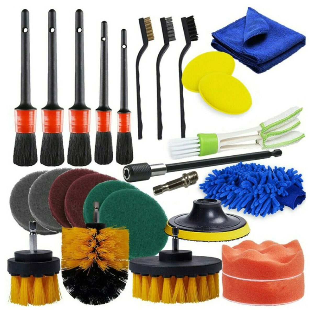 26 PCS Car Detailing Brush Kit Drill Brush Set For Wheel,