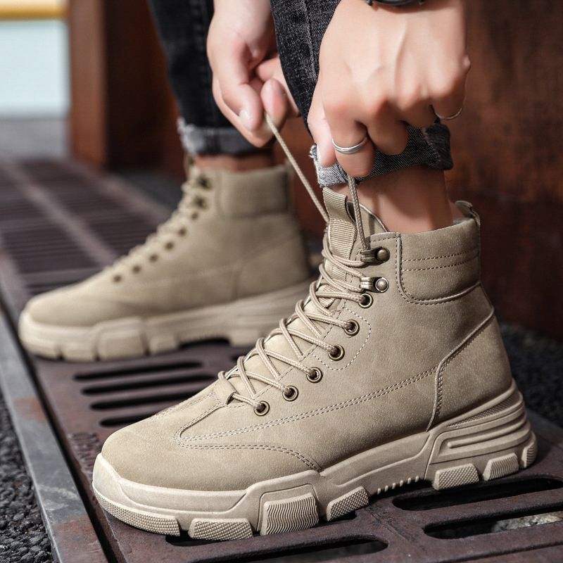 Winter Autumn Men Ary Boots Quality Special Force Tactical Desert Combat Ankle Boats Army Work Shoes Outdoor Sneakers-Beige
