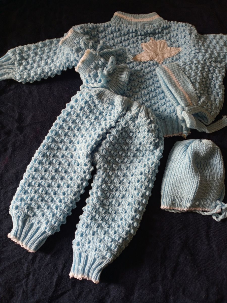 Set Of Baby Sweater With An Extra Cap A4 (0-1years) - Blue
