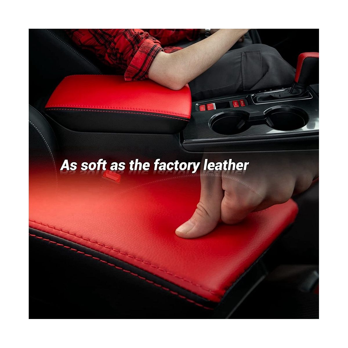 Black Microfiber Leather Interior Center Control Armrest