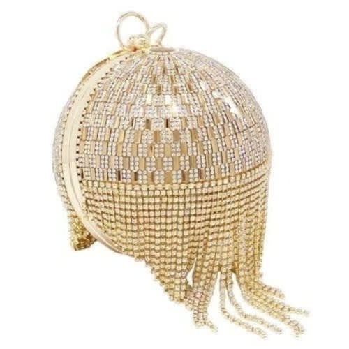Round Ball Shaped Glittery Wristlets Clutch Purse