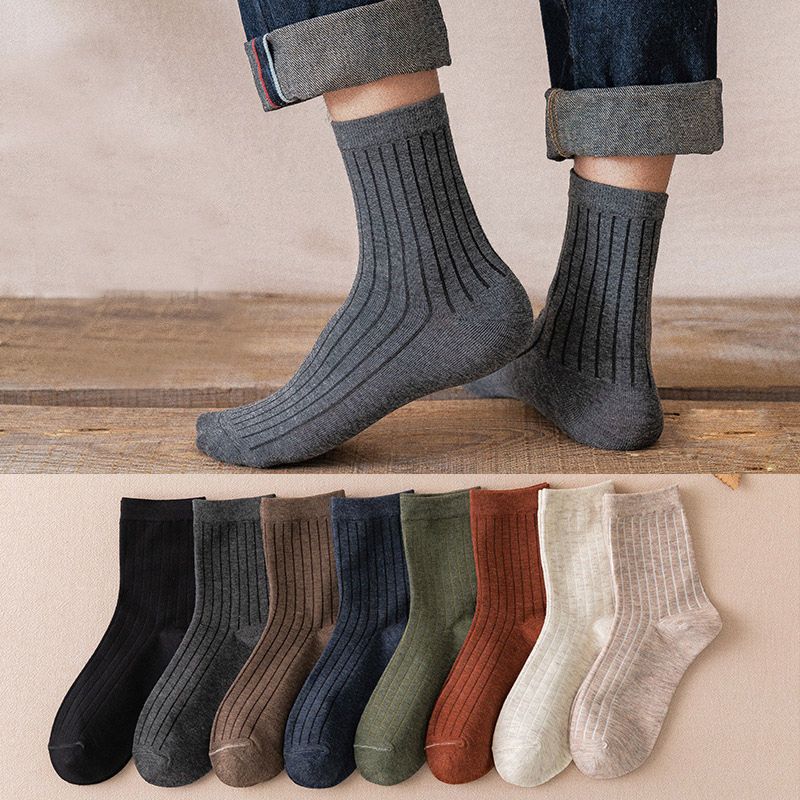 Men Spring Autumn Retro Socks,Casual Cotton Sock（8 Pair）