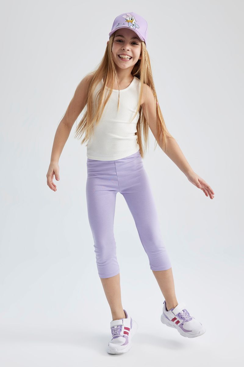 Girl - Legging Fit Knitted Bottom Leggings - Purple