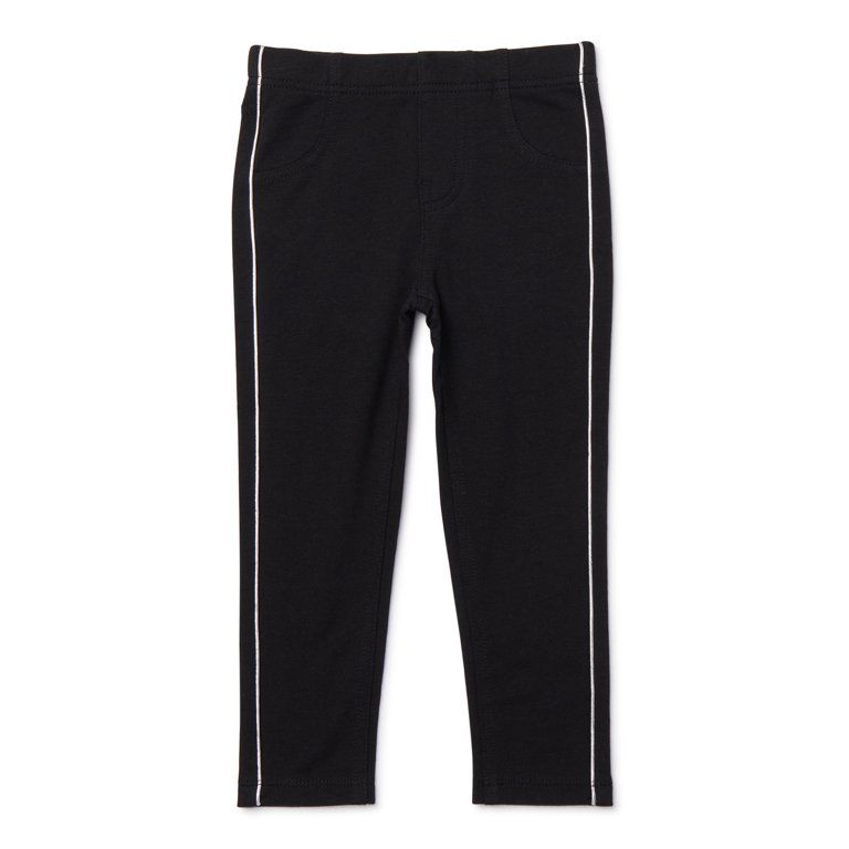 Toddler Girls Black Jeggings With Piping