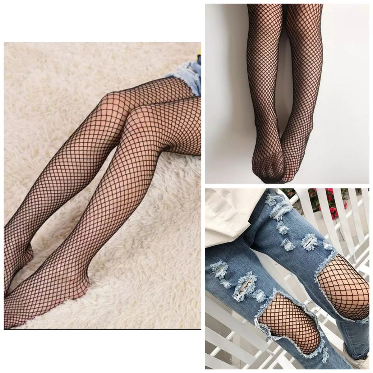 Girls Velvet Fishnet  Pantyhose/ Pop Socks