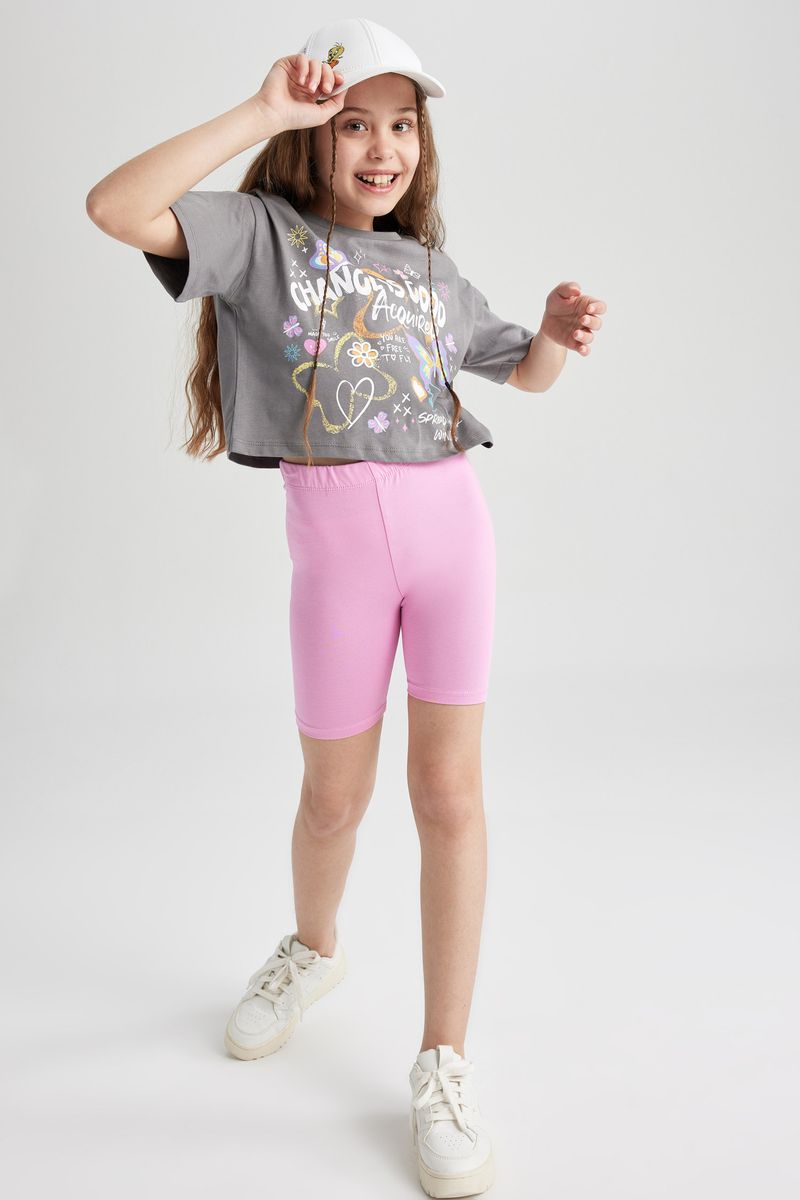 Girl Casual Knitted Leggings - Pink