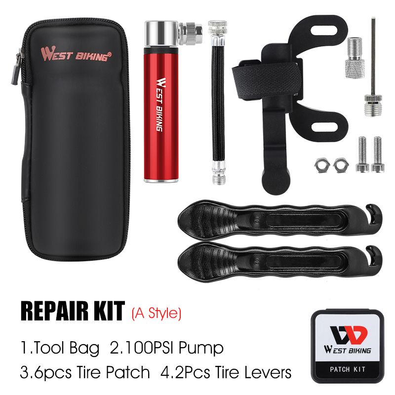 WEST BIKING Bicycle Repair Tool Kit Bike Pump Tire Tyre