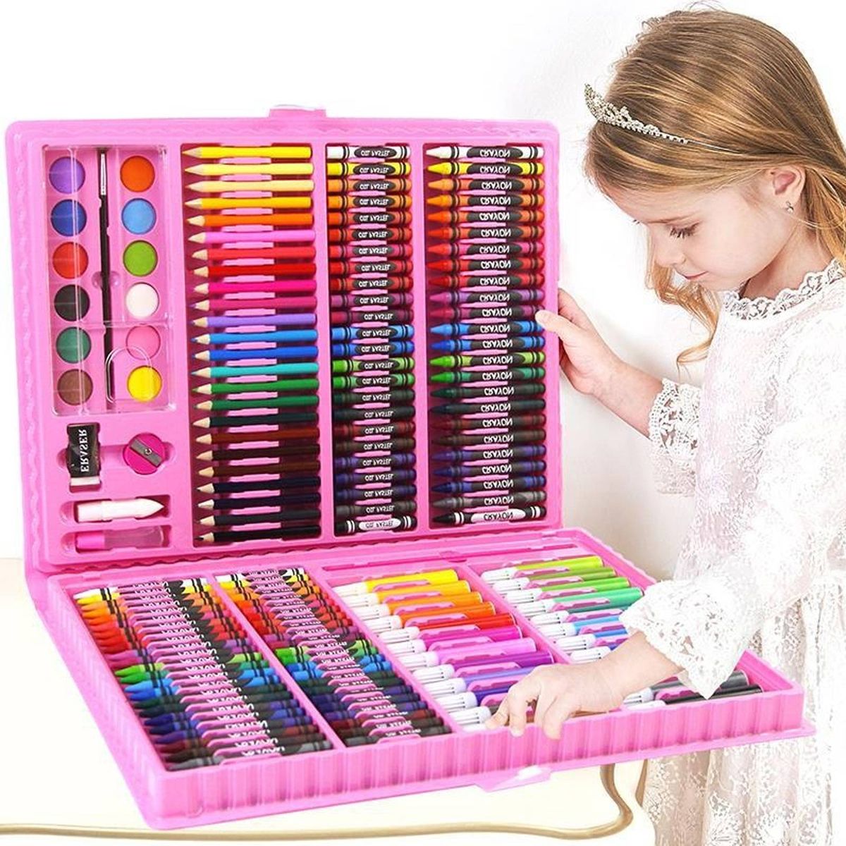 168PCS Kids Painting Drawing Art Set With Crayons Oil Pastels Watercolor Markers Colored Pencil Tools For Children School Gift