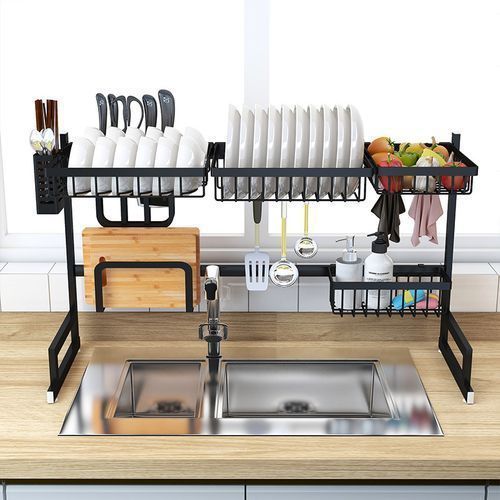 Large Over Sink Dish Drying Rack Drainer Stainless Steel Kitchen Holder Shelf