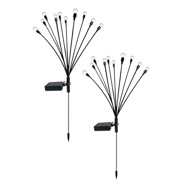 2PCS 10 Head Solar Powered Firefly Lights  10 LED Outdoor Waterproof Solar Starburst Swaying Garden Lights