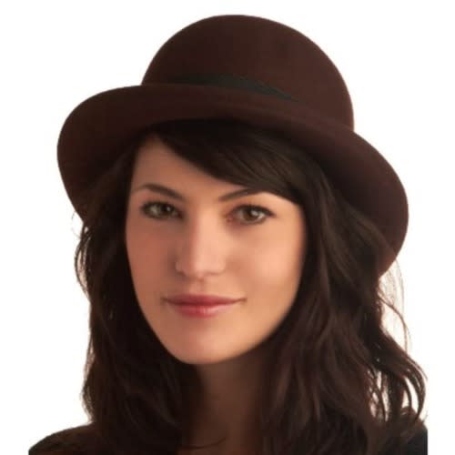 Roll Up Brim Fedora Hat - Deep Brown