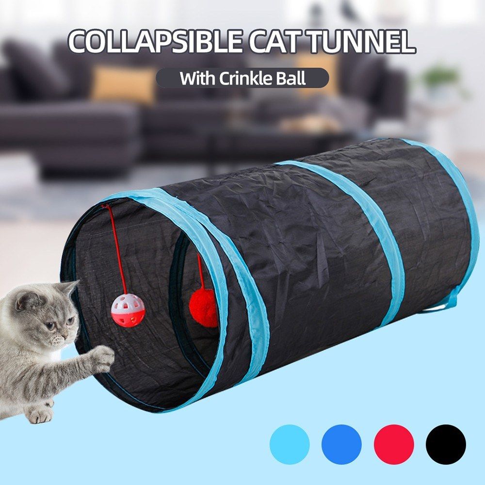 Collapsible Cat Tunnel Interactive Play Toy With Ringbell