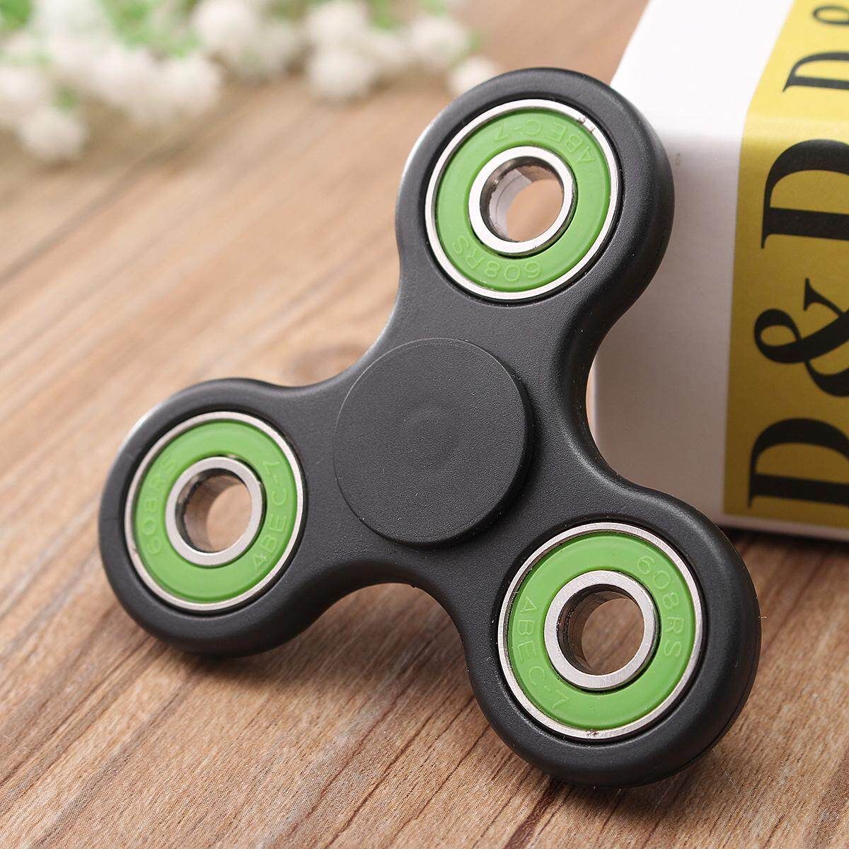 Hand Spinner Tri Fidget Ceramic Ball Desk Toy Gyro Spinner EDC Stocking Stuffer Kids Adult Black+Green Multicolor