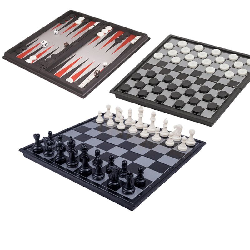 Three-in-one Magnetic Chess Backgammon Checkers Chess And Card Entertainment Board Game Medium