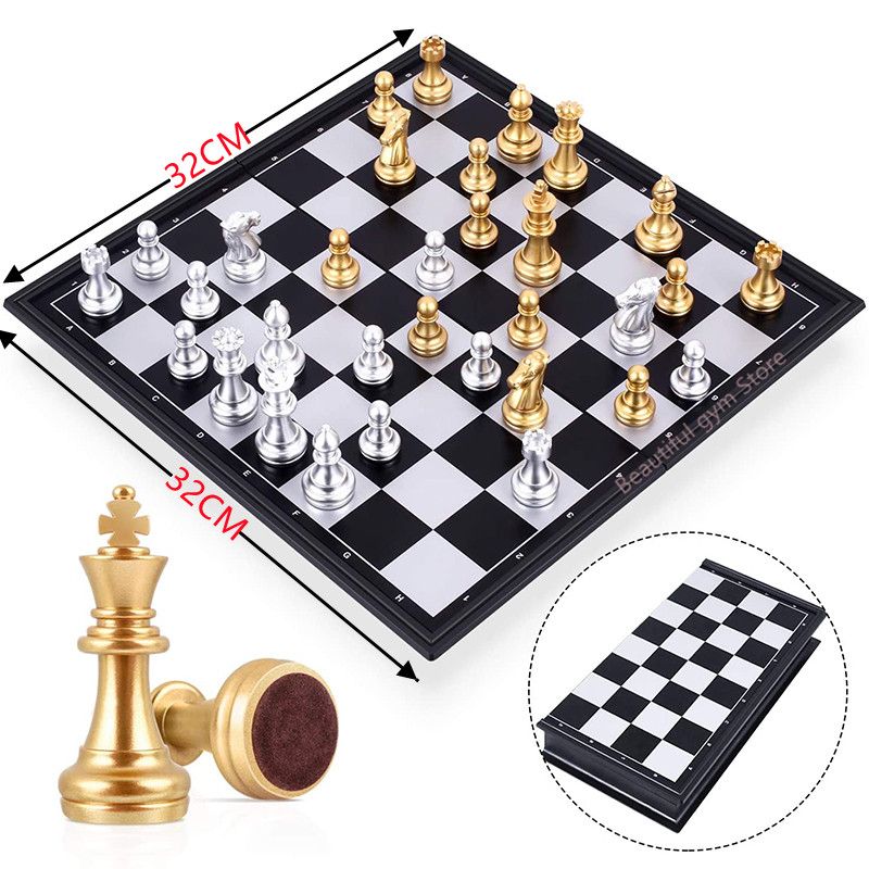 25/36cm Big Size Medieval Chess Sets With Magnetic Large Chess Board 32 Chess Pieces Table Carrom Board Games Figure Sets Szachy