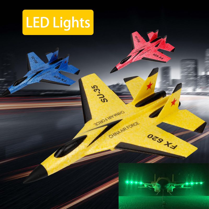 FX-620 SU-35 RC Remote Control Airplane 2.4G Remote Control Fighter Hobby Plane Glider Airplane EPP Foam LED RC Plane Kids Toys
