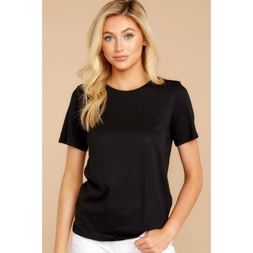 Women's Plain Black Round Neck Tshirt