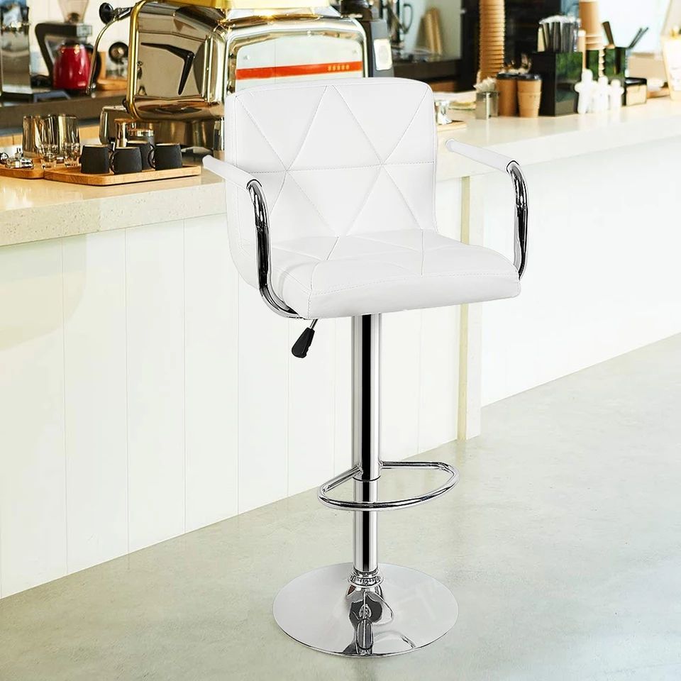 Modern Adjustable Leather Bar Chair With Armrests