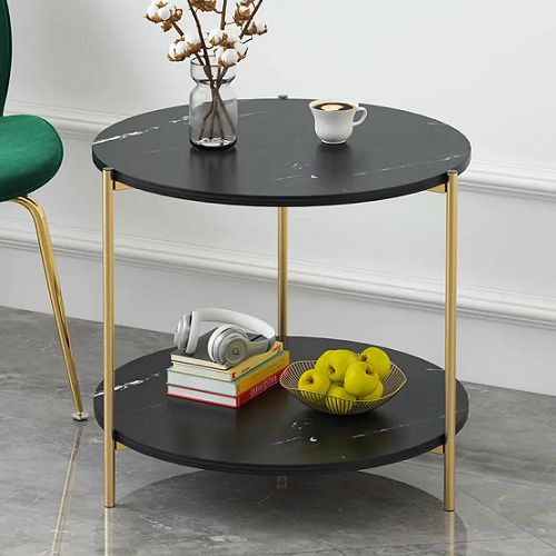 Simple Nordic Two Tier Metal Side Table -Black