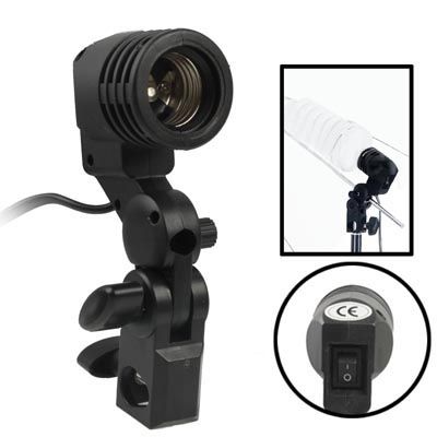 E27 AC Socket Studio Light Mount Stand Umbrella Holder(Black)