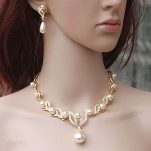 Pearl Necklace Earrings Bridal Jewelry Sets Lady Jewelry