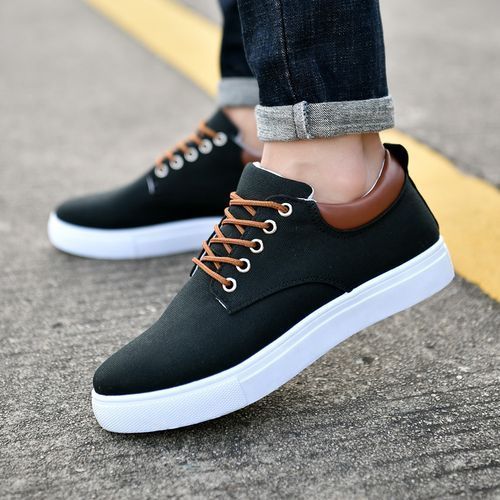 Size 41-47 Men's Canvas Boots Shoes-Black