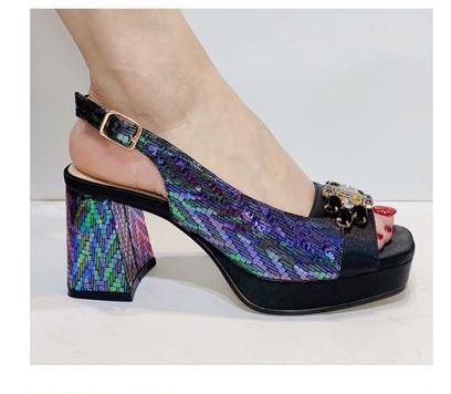 Beautiful Block Heel Wedge Sandals-Black