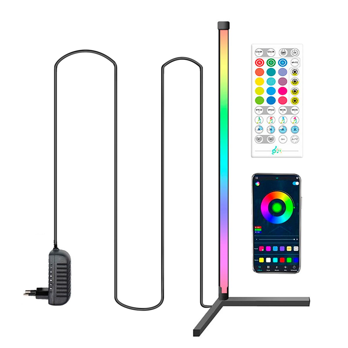 59'' S-mart Intelligent Corner Standing Lamp RGB Color